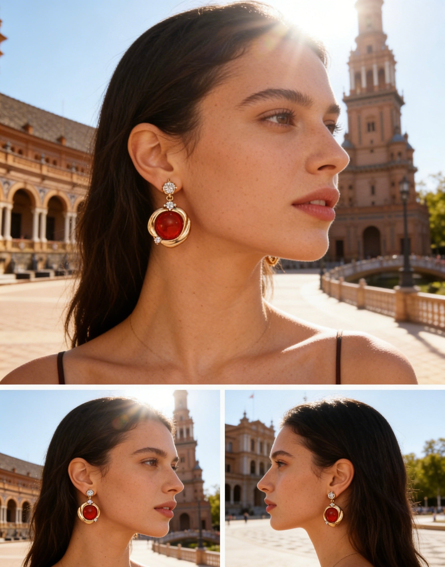 Pendientes Vintage de Plata de Ley 925 con Agata y Circonitas