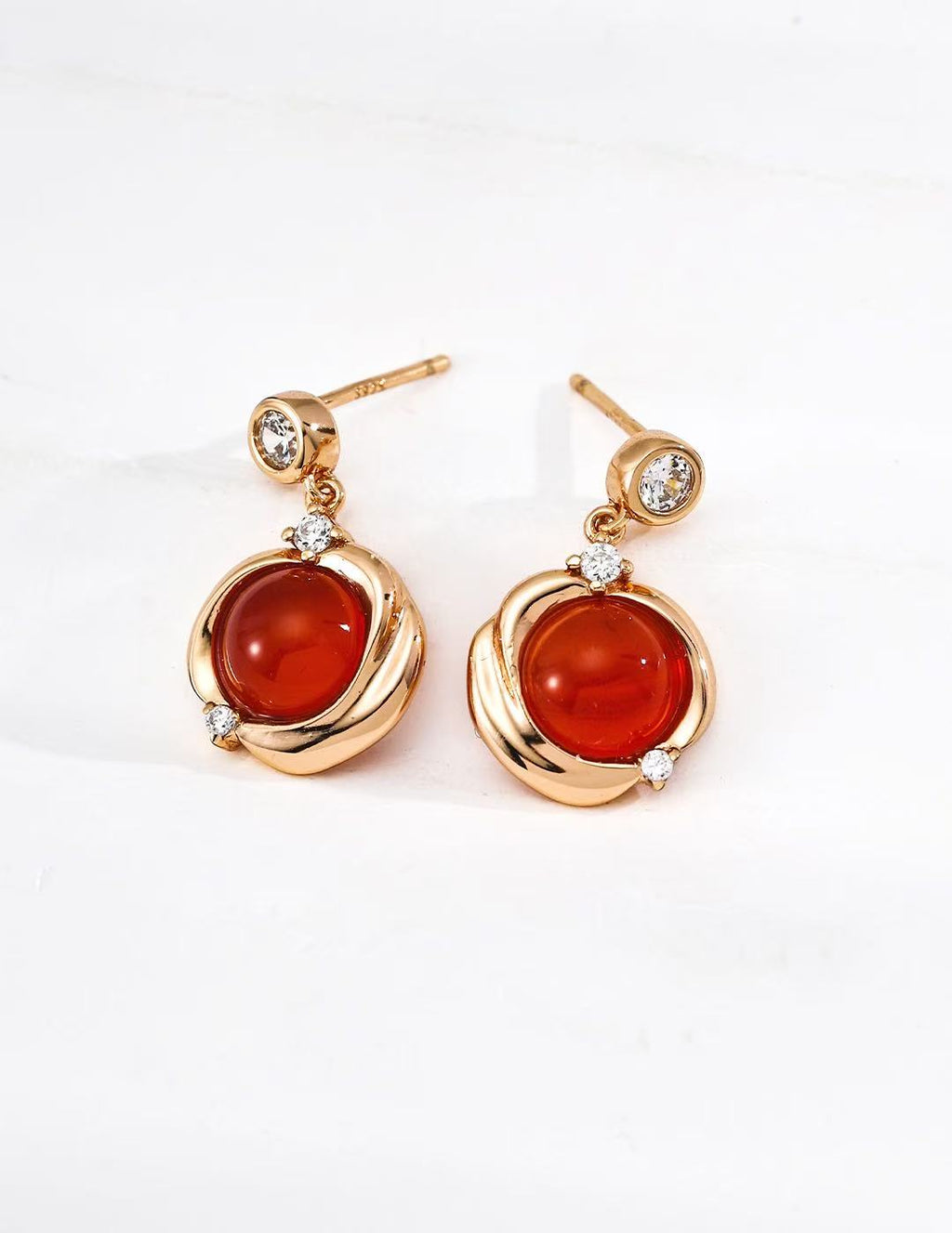 Pendientes Vintage de Plata de Ley 925 con Agata y Circonitas