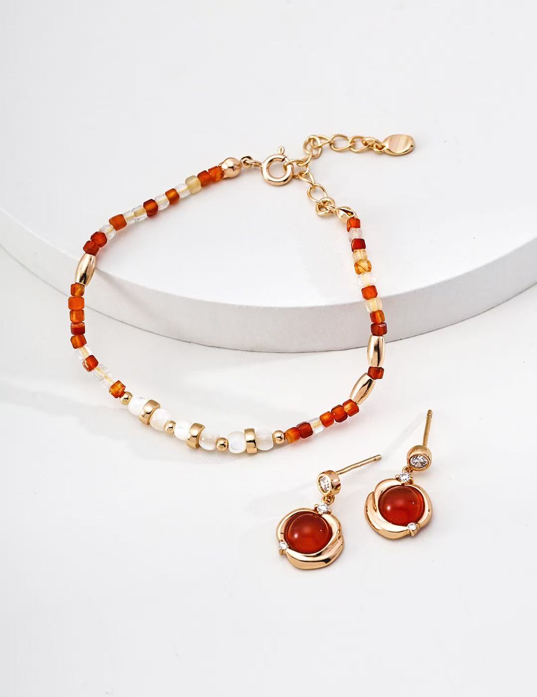 Pendientes Vintage de Plata de Ley 925 con Agata y Circonitas