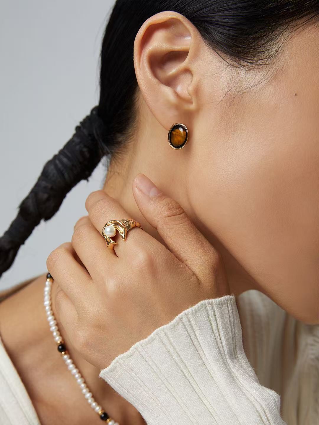 Pendientes Ojo de Tigre Natural | Plata de Ley 925 ✨