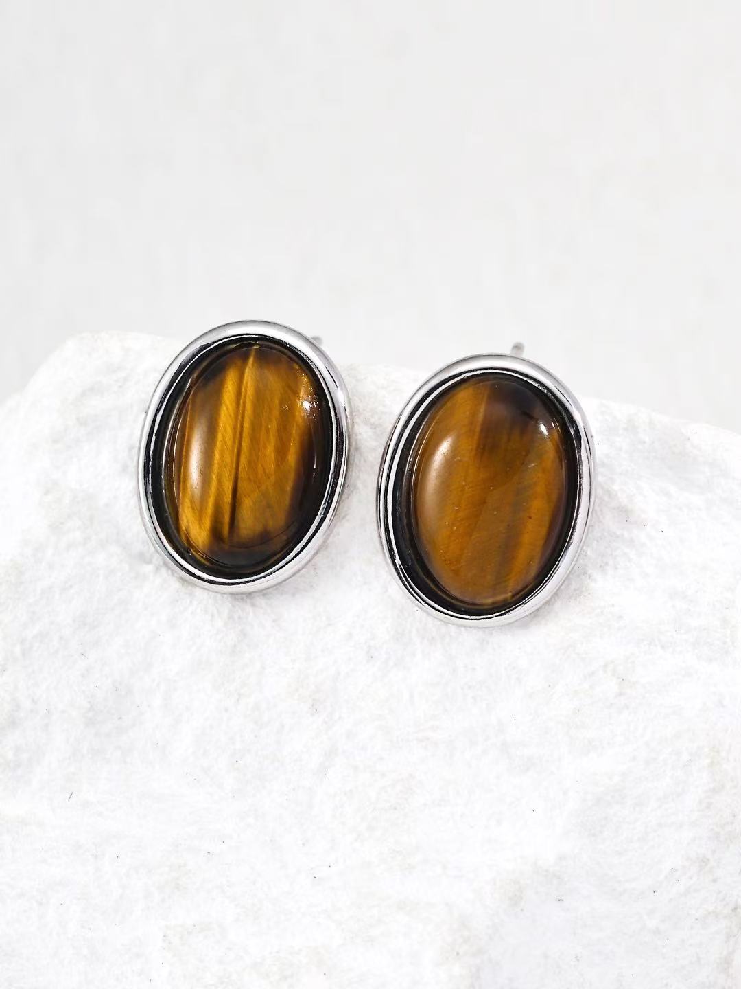 Pendientes Ojo de Tigre Natural | Plata de Ley 925 ✨