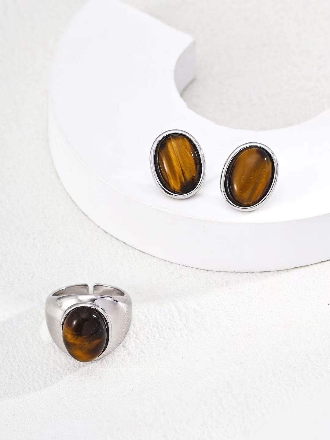 Pendientes Ojo de Tigre Natural | Plata de Ley 925 ✨