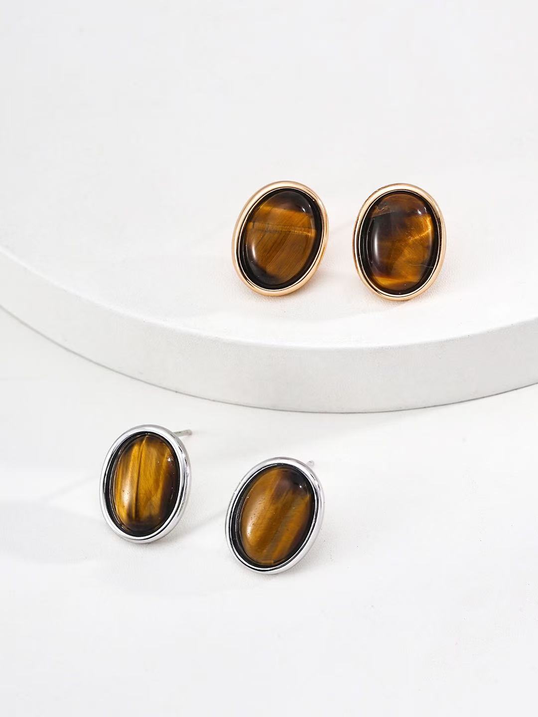 Pendientes Ojo de Tigre Natural | Plata de Ley 925 ✨