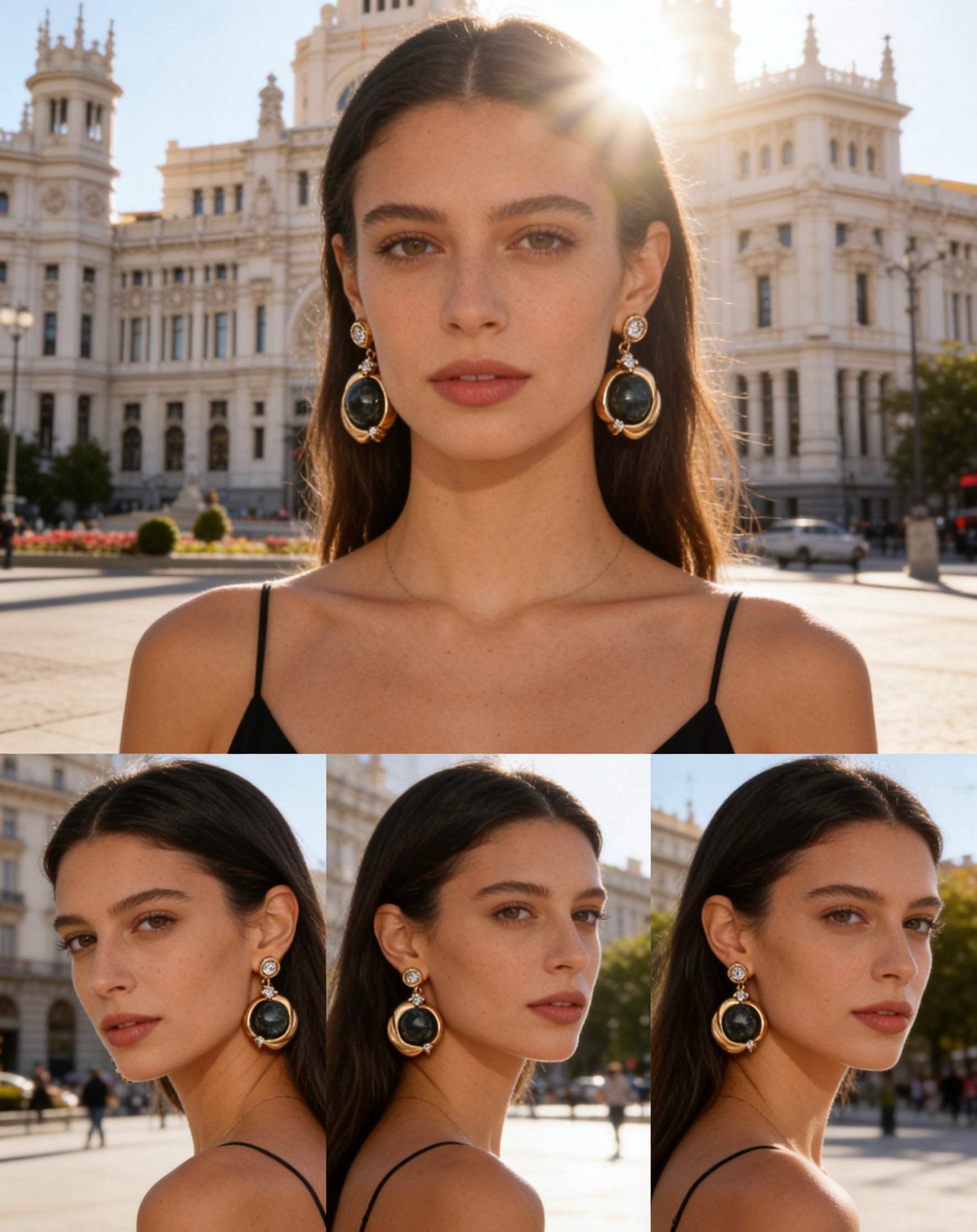 Pendientes Vintage de Plata de Ley 925 con Agata y Circonitas